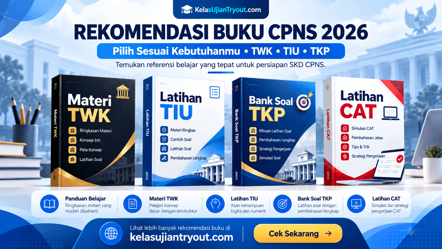 Rekomendasi buku CPNS 2026 untuk belajar TWK TIU dan TKP