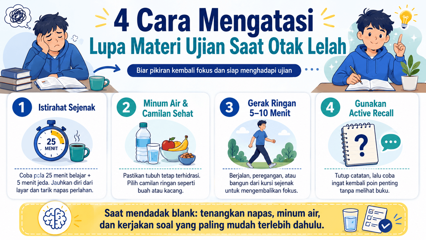 4 Cara Mengatasi Lupa Materi Ujian Saat Otak Lelah